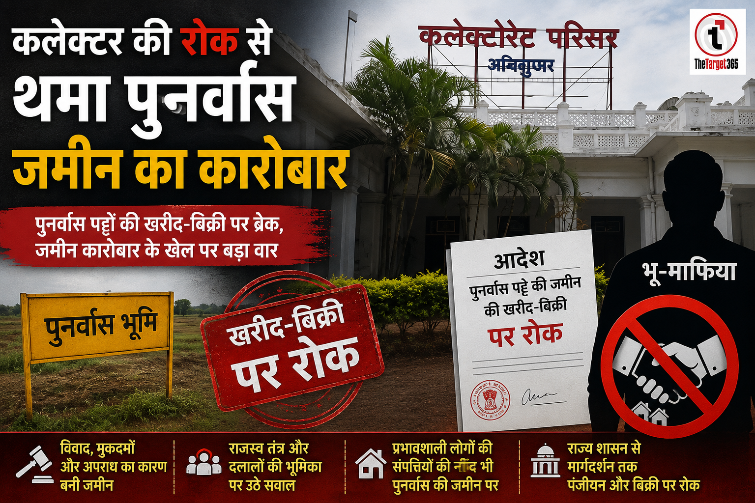 Rehabilitation Land Game : कलेक्टर की सख्ती से थमा पुनर्वास जमीन का खेल, भू-माफियाओं और दलालों में मची हलचल