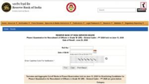 RBI Grade B Score Card 2026