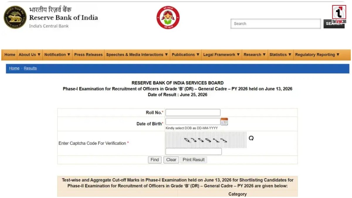 RBI Grade B Score Card 2026