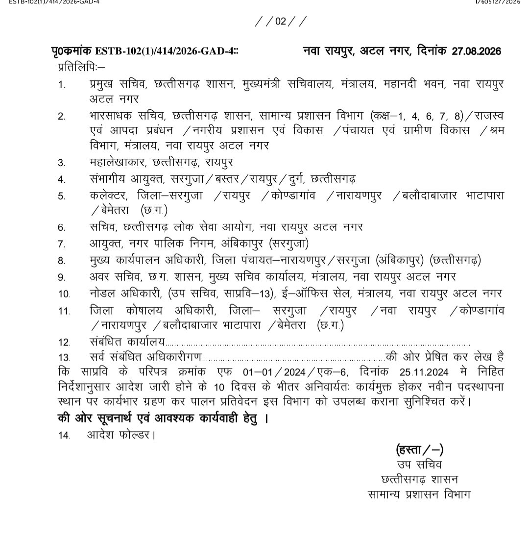 Ambikapur News : विनय अग्रवाल बने अंबिकापुर नगर निगम के नए आयुक्त, प्रशासनिक फेरबदल में मिली अहम जिम्मेदारी 2 TheTarget365 – देश-दुनिया की हर खबर