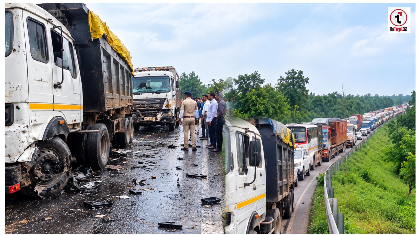 Highway Crash Jam : खराब ट्रेलर से भिड़े दो वाहन, चार घंटे जाम रहा अंबिकापुर-बिलासपुर मार्ग