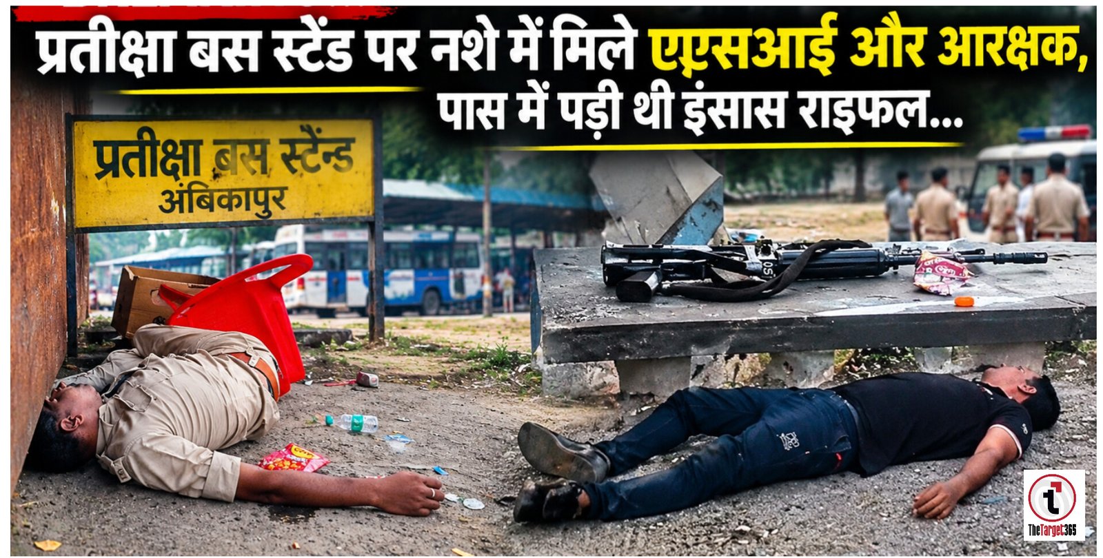 Ambikapur News : बस स्टैंड पर नशे में मिले दुर्ग के ASI और आरक्षक, लावारिस हालत में पड़ी थी इंसास राइफल, दोनों निलंबित